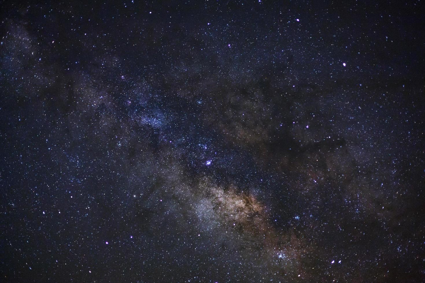 The center of Milky way galaxy with stars and space dust in the universe, Long exposure photograph, with grain. photo