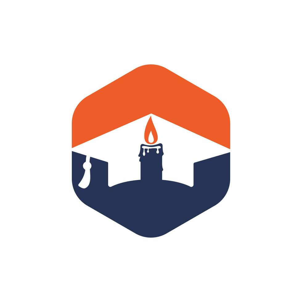 Educational and institutional logo design concept. Graduation cap with candle icon design. vector