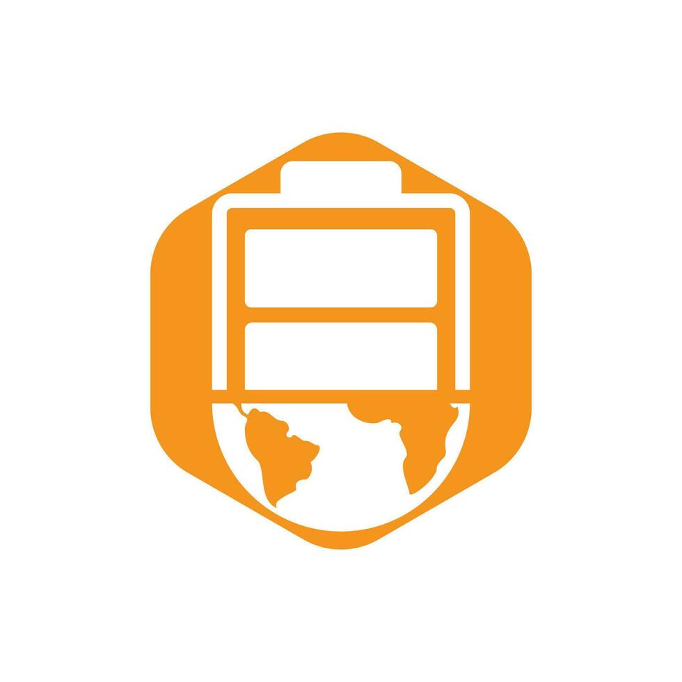 Global energy vector logo design template. Globe and battery icon design.