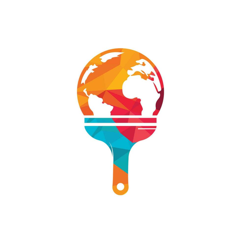 Paint brush and globe vector logo design. Global paint icon logo concept.