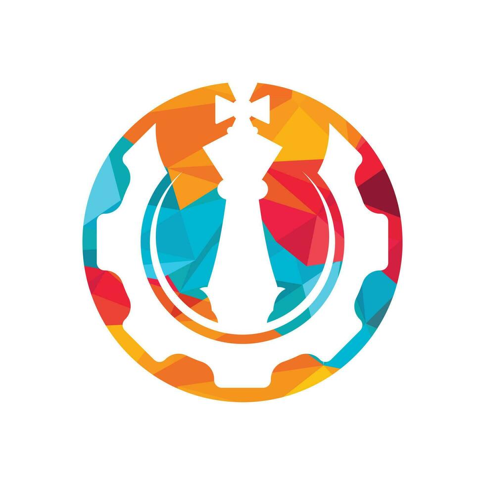 Ilustración de vector de diseño de logotipo de ajedrez de engranajes. plantilla de concepto de diseño de logotipo de ajedrez creativo.