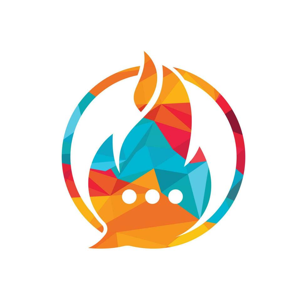 Hot talk vector logo design. Fire chat icon logo design concept.