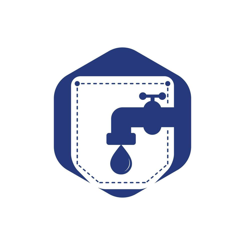 Plumbing app vector logo design template. Faucet with pocket icon vector design.