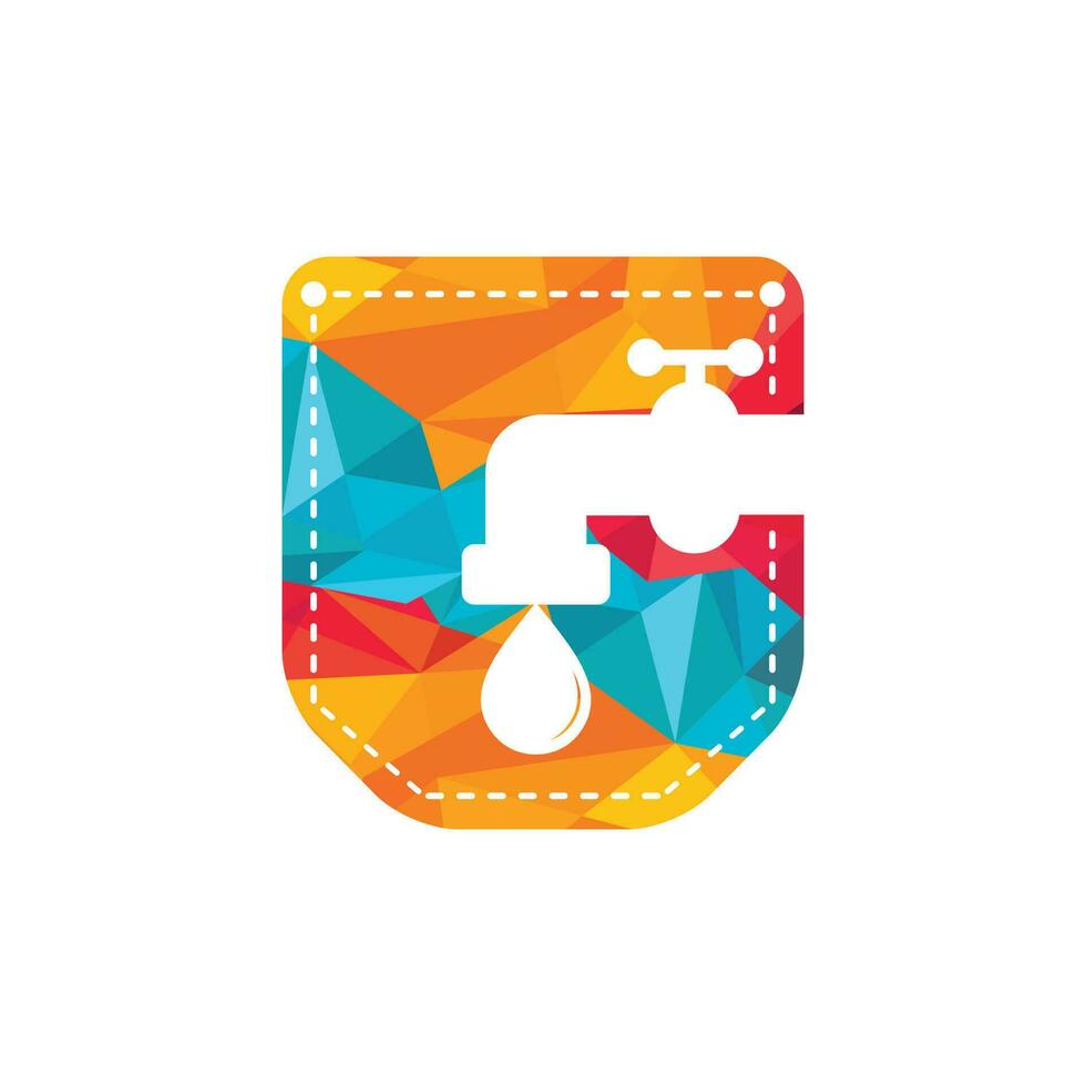 Plumbing app vector logo design template. Faucet with pocket icon vector design.