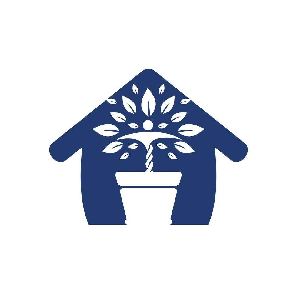 maceta de flores y logotipo de planta humana. logotipo de vector de crecimiento. concepto de logotipo de bienestar spa.