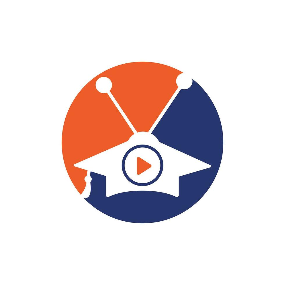 Education video play vector logo design. Graduation cap and play button icon vector logo design.