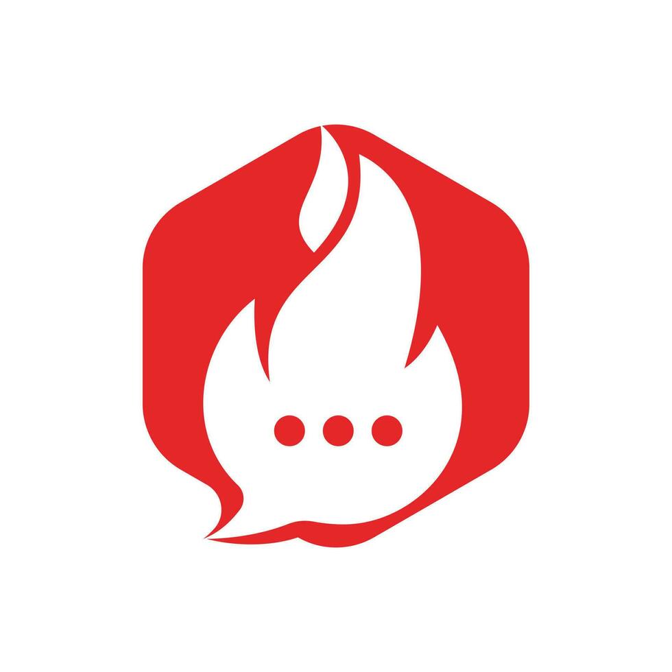 diseño de logotipo vectorial de conversación en caliente. concepto de diseño de logotipo de icono de chat de fuego. vector