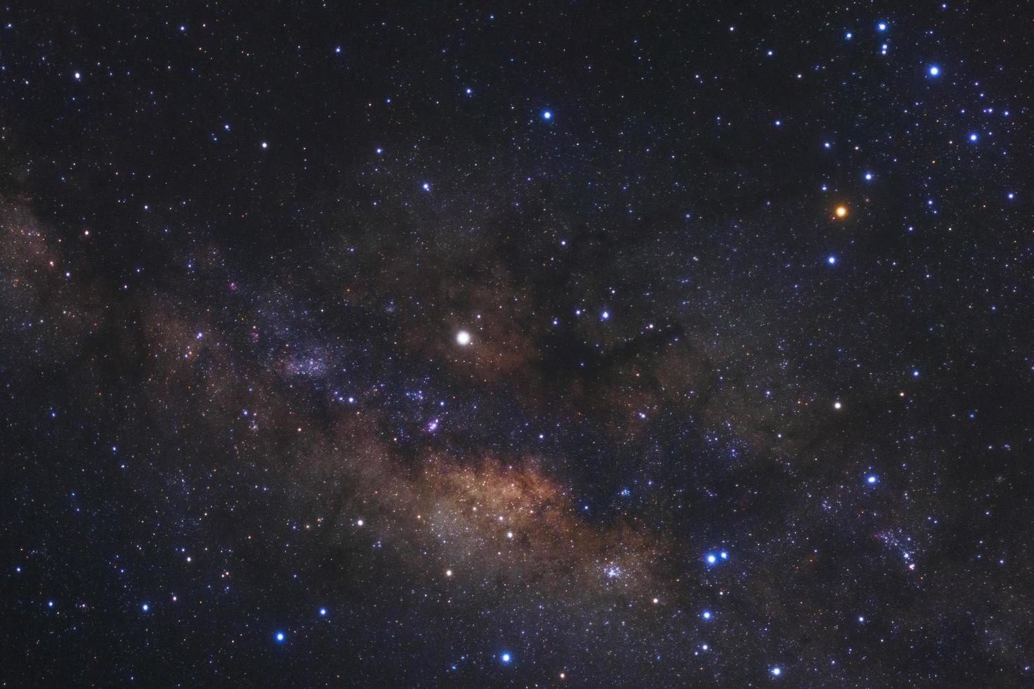 Milky way galaxy with stars and space dust in the universe, Long exposure photograph, with grain. photo