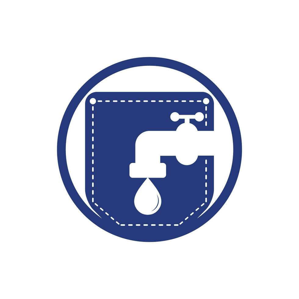 Plumbing app vector logo design template. Faucet with pocket icon vector design.