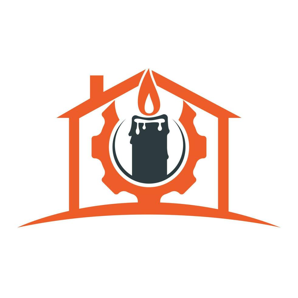 diseño de logotipo de vector de engranaje de vela. vela circular y equipo con diseño de vector de logotipo de casa.