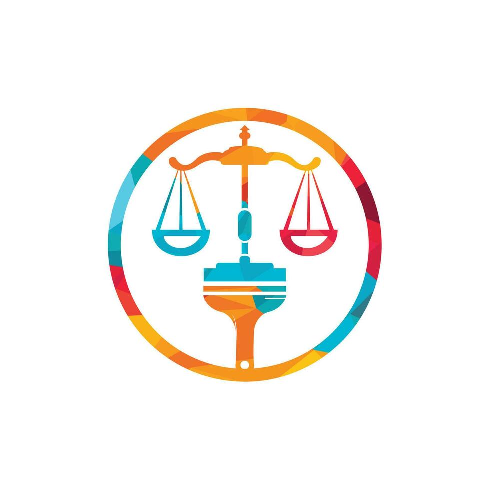 Paint law vector logo concept. Scale with brush icon vector design.