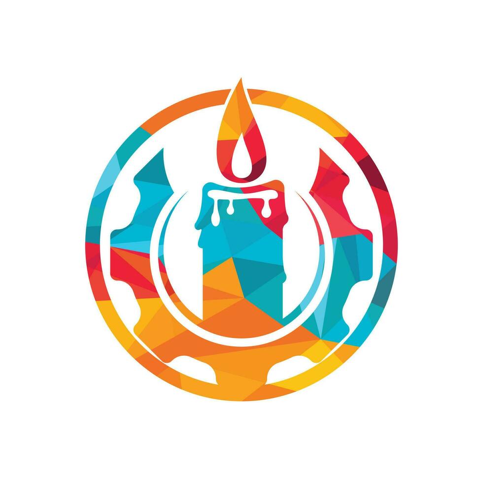 Candle gear vector logo design. Circular candle land gear logo vector design.