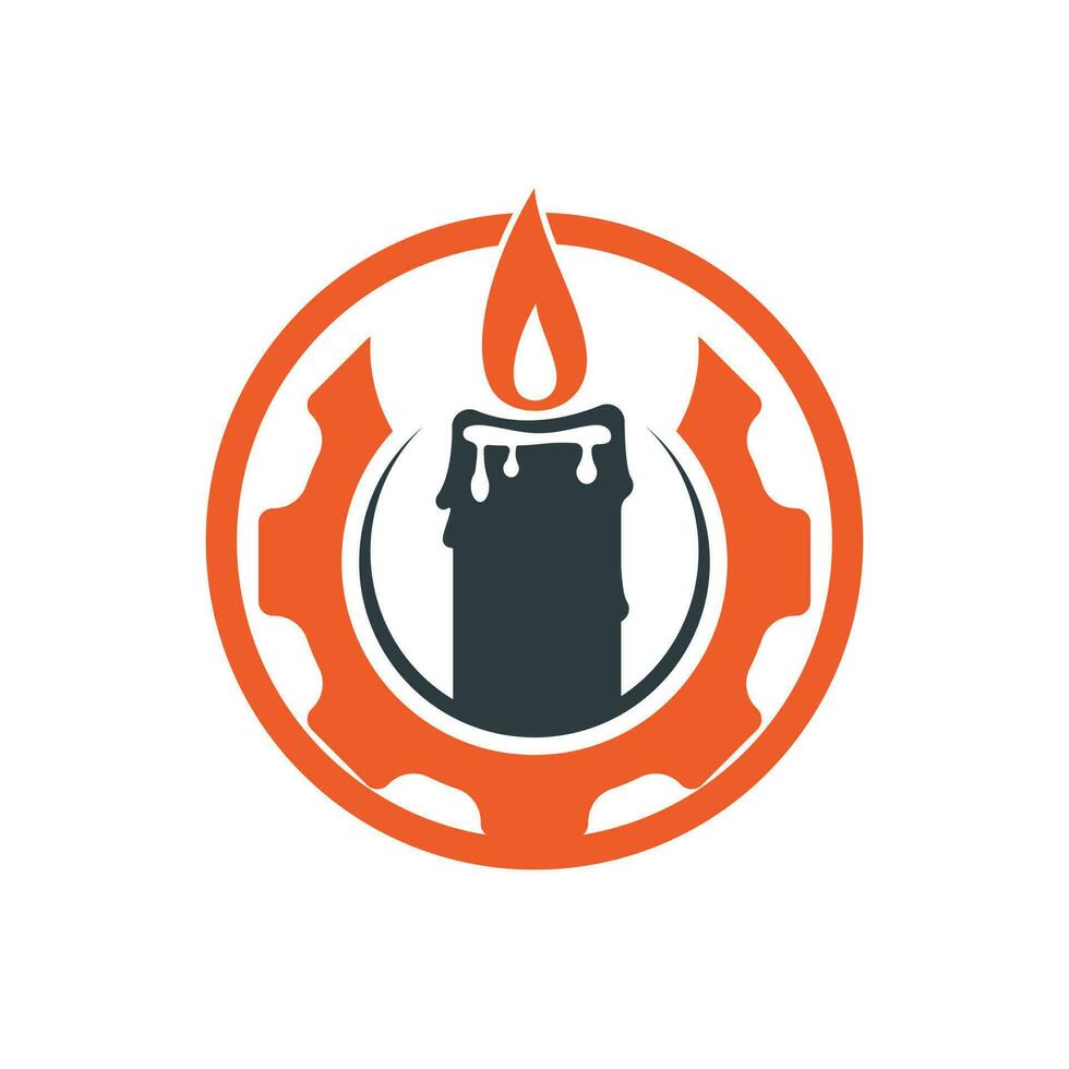 Candle gear vector logo design. Circular candle land gear logo vector design.