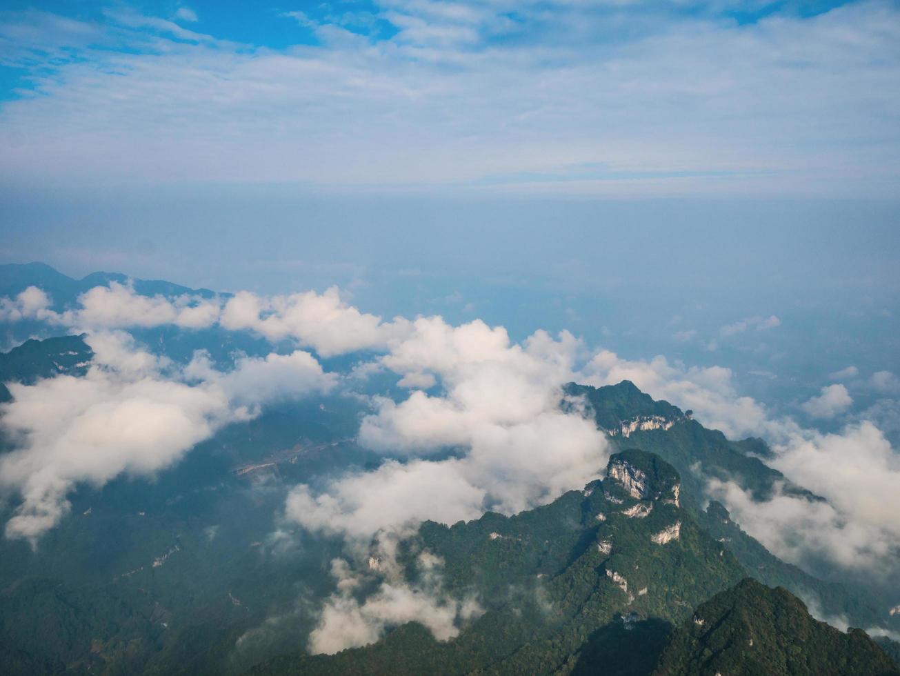 beautiful view on Tianmen mountain with clear Sky in zhangjiajie city China.Tianmen mountain the travel destination of Hunan zhangjiajie city China photo