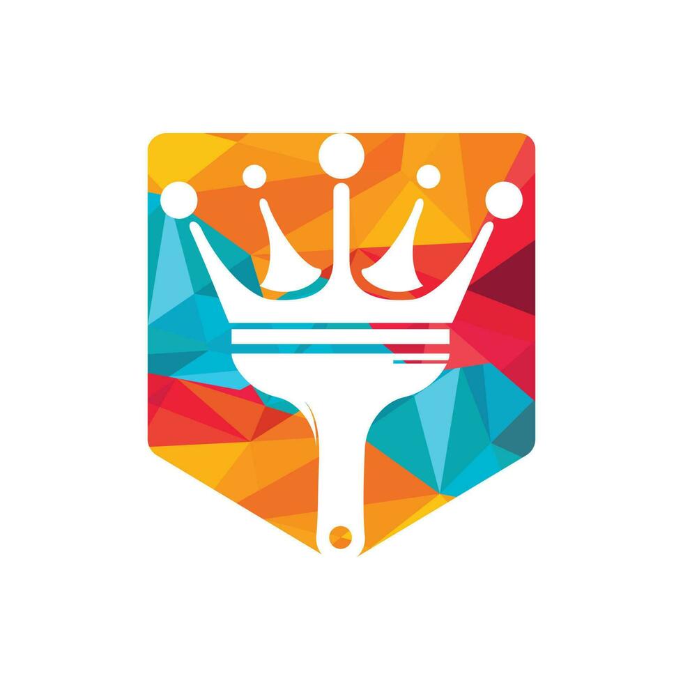diseño de logotipo vectorial de pintura rey. icono de corona y pincel de pintura. vector