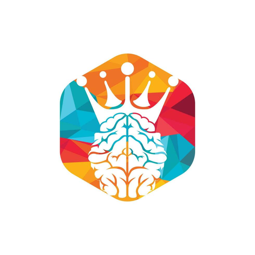 Smart king vector logo design. Human brain with crown icon design.