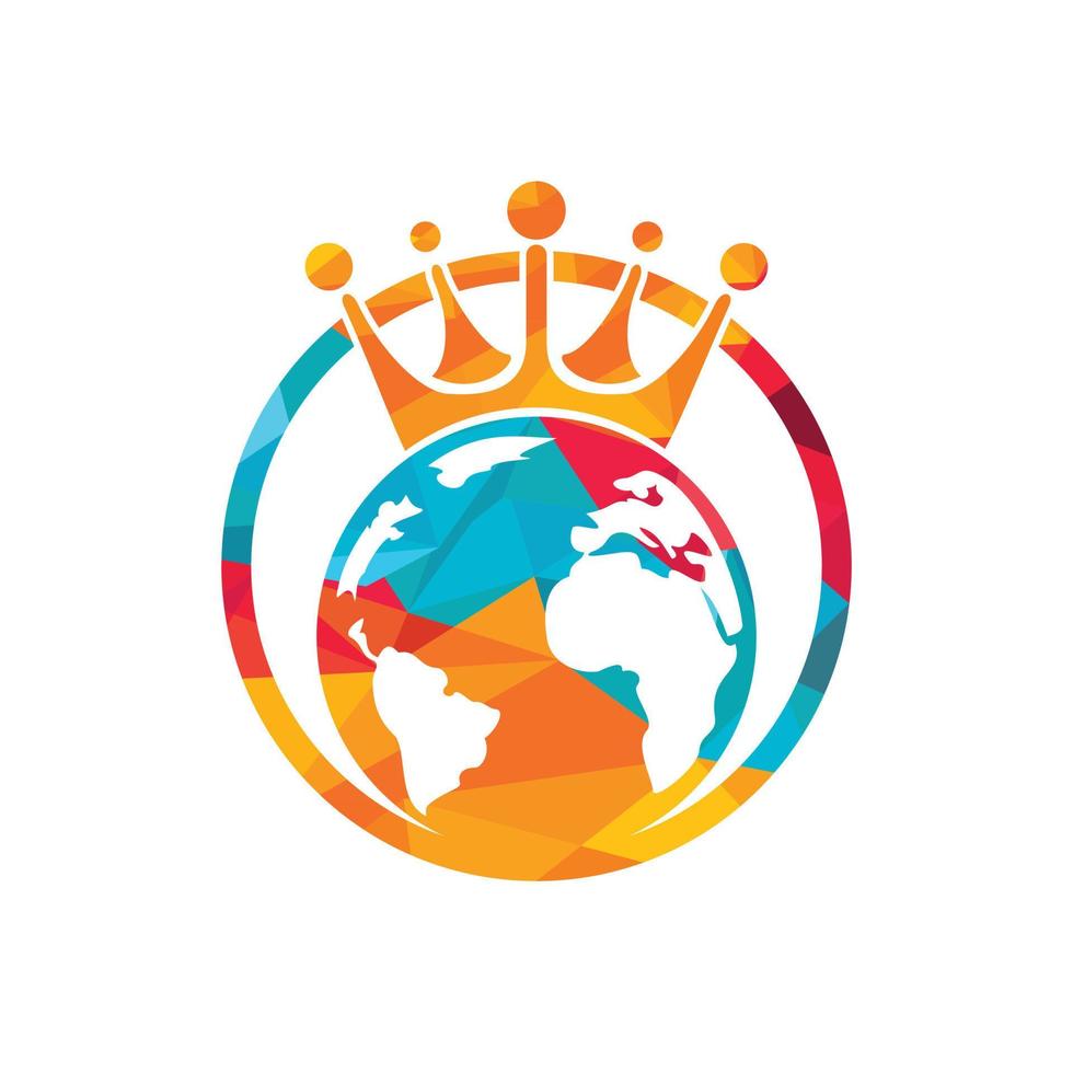 King Planet Vector Logo Design. Globe King Logo Icon Design.