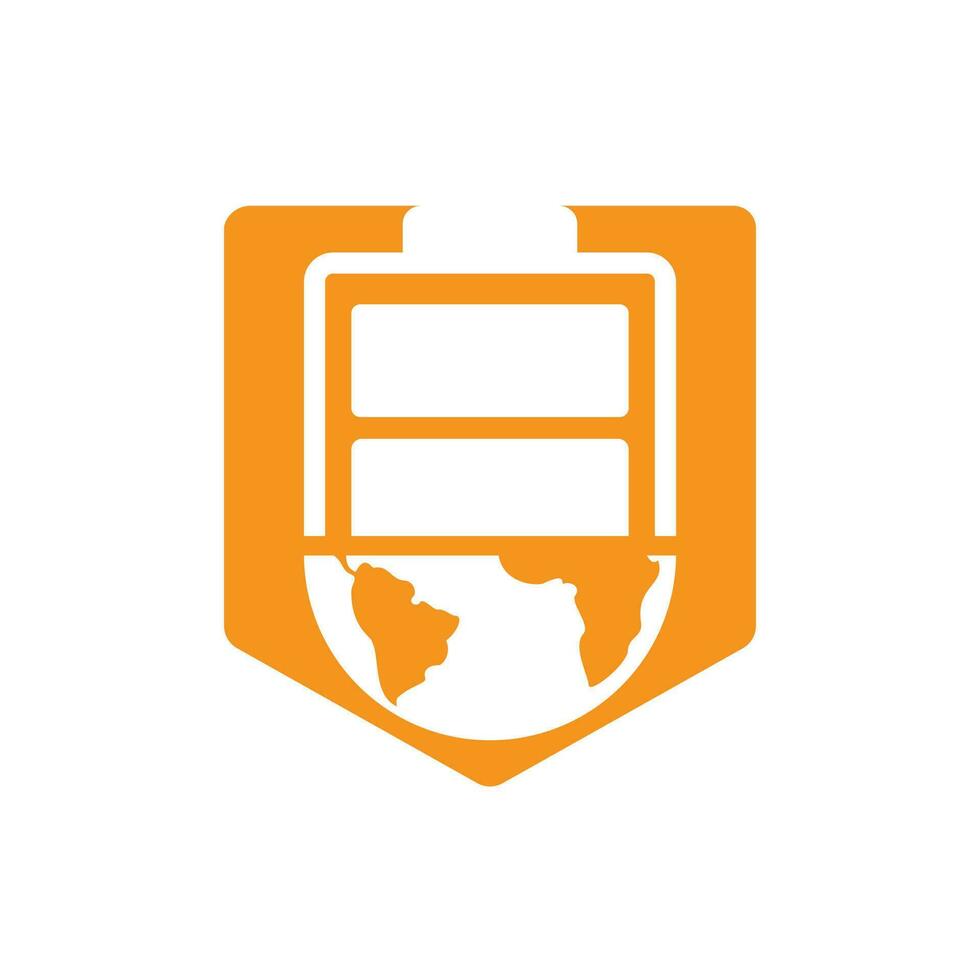 Global energy vector logo design template. Globe and battery icon design.