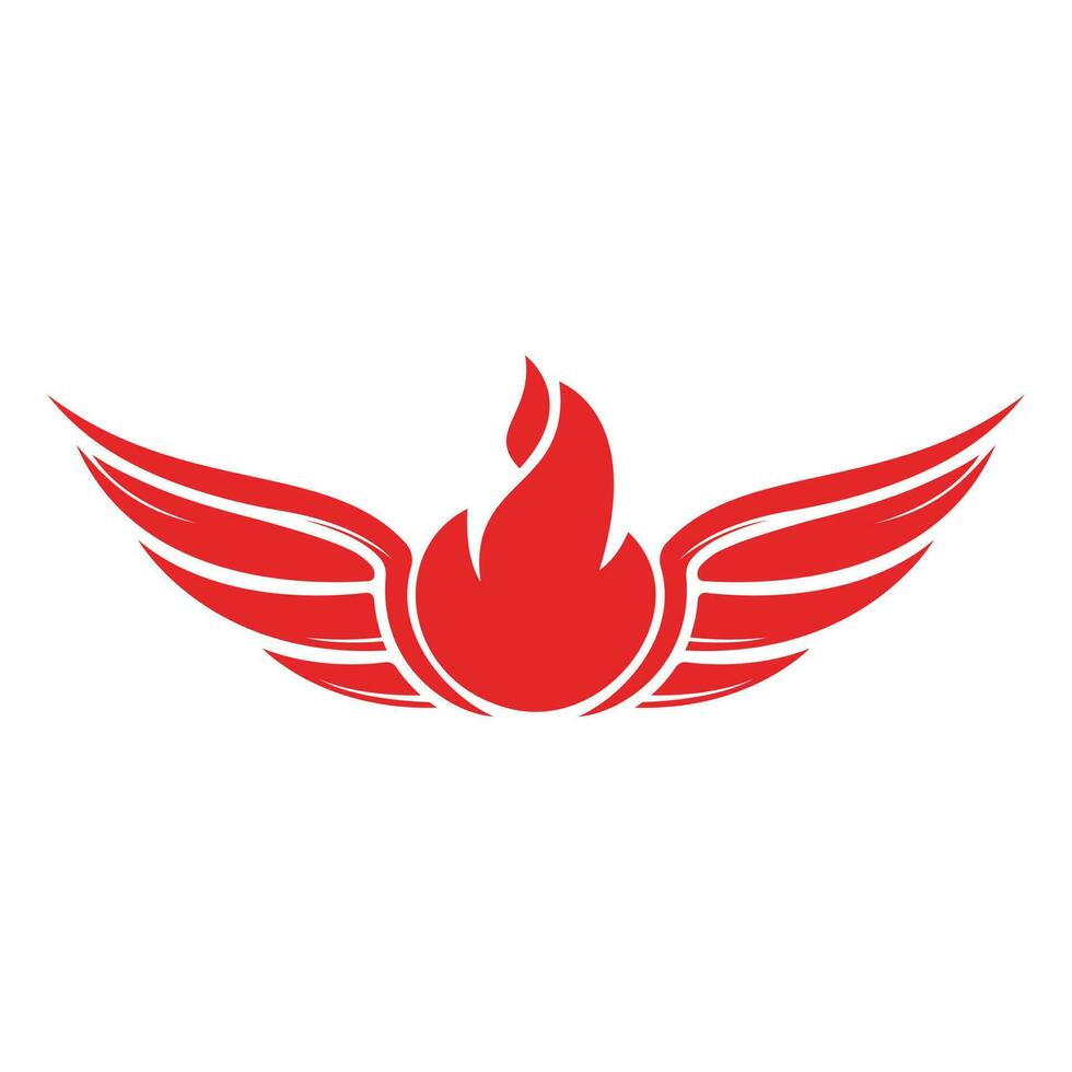 Fire wings vector logo design. Heraldic shape with abstract wings, vector logo design template.