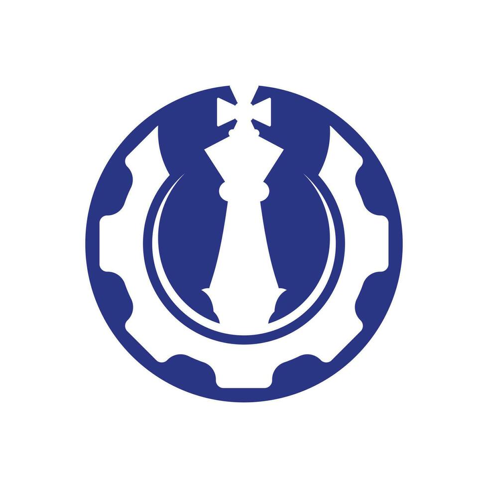 Ilustración de vector de diseño de logotipo de ajedrez de engranajes. plantilla de concepto de diseño de logotipo de ajedrez creativo.