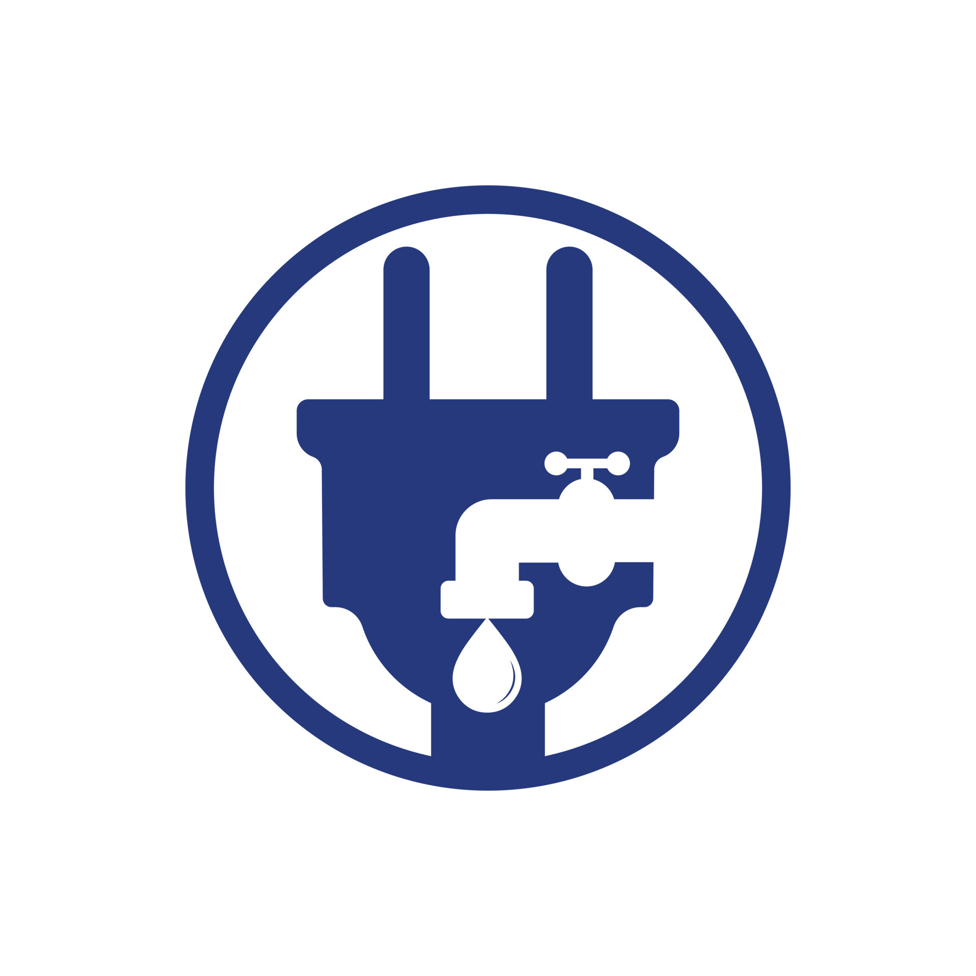 Plumbing And Electric Service Logo Design Cord With Water Faucet Icon