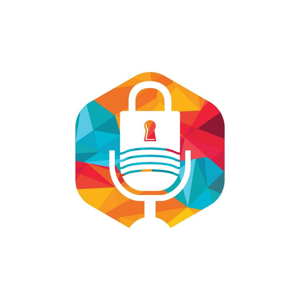 Safe podcast vector logo design. Padlock and mic icon vector logo design.