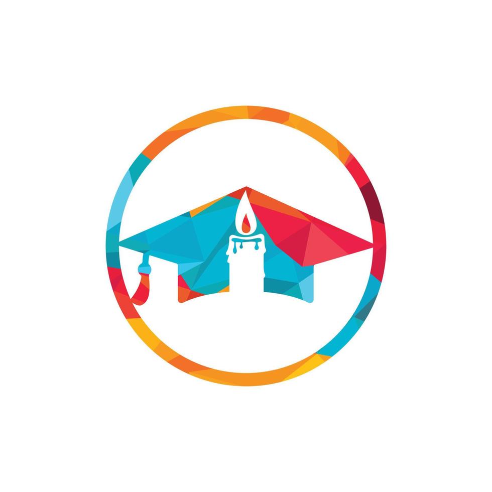 Educational and institutional logo design concept. Graduation cap with candle icon design. vector