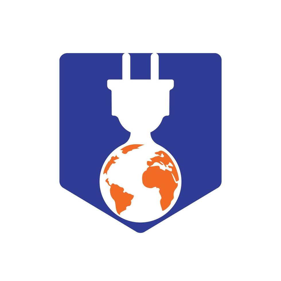 plantilla de diseño de logotipo de vector de cable eléctrico global. concepto de logotipo de potencia global.