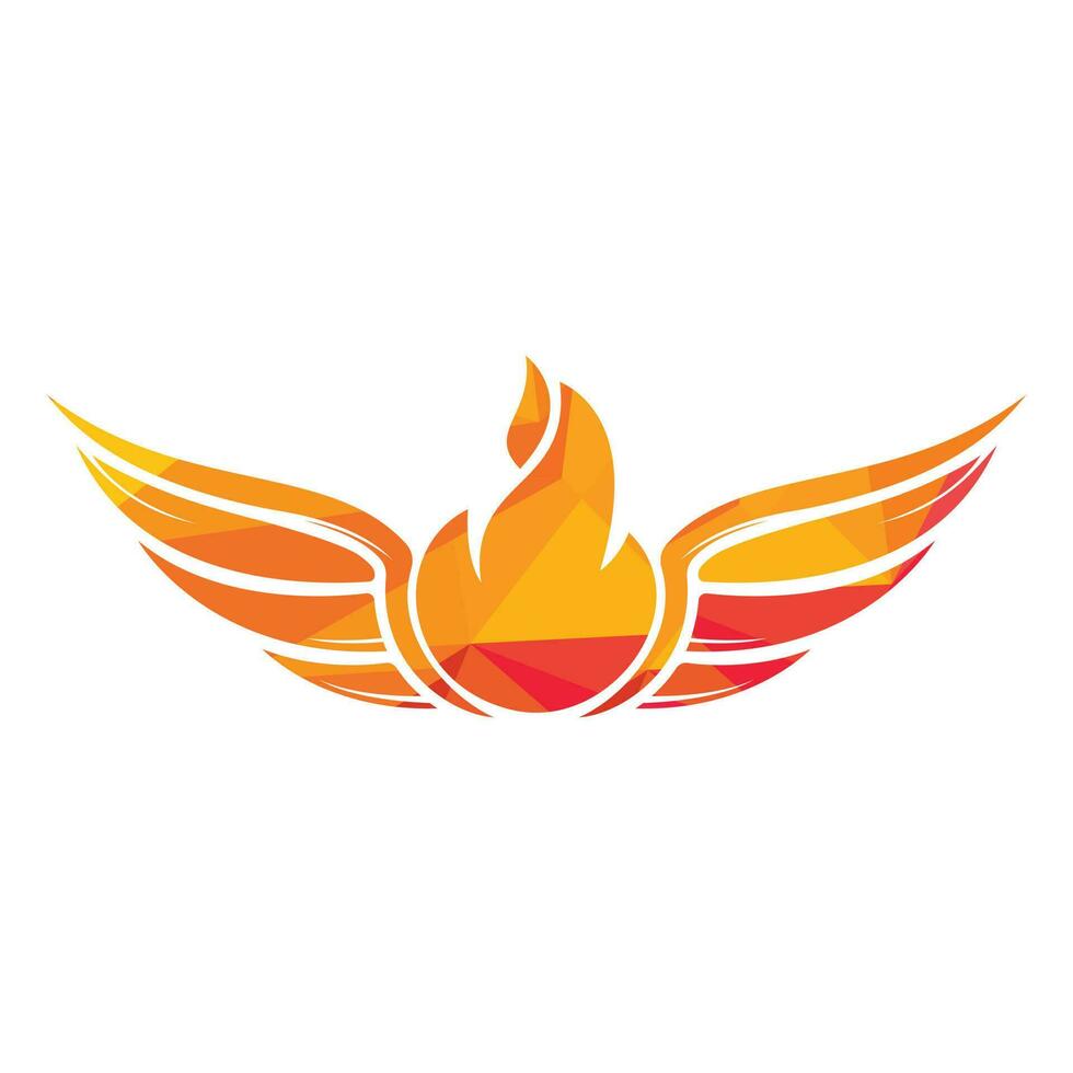Fire wings vector logo design. Heraldic shape with abstract wings, vector logo design template.