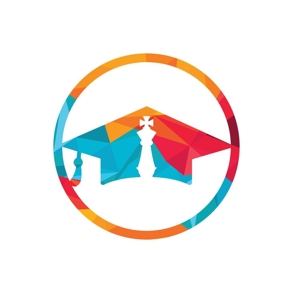 Graduation chess knight vector logo design. Education strategy vector logo concept.