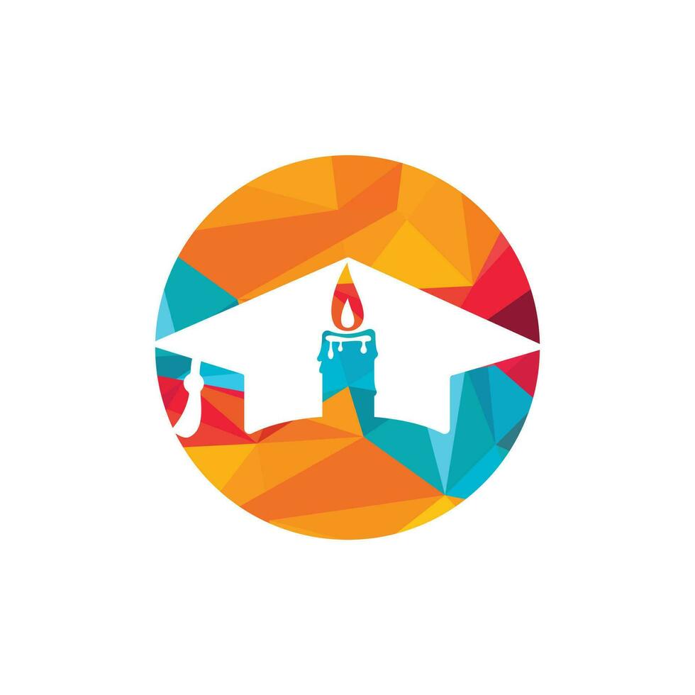 Educational and institutional logo design concept. Graduation cap with candle icon design. vector