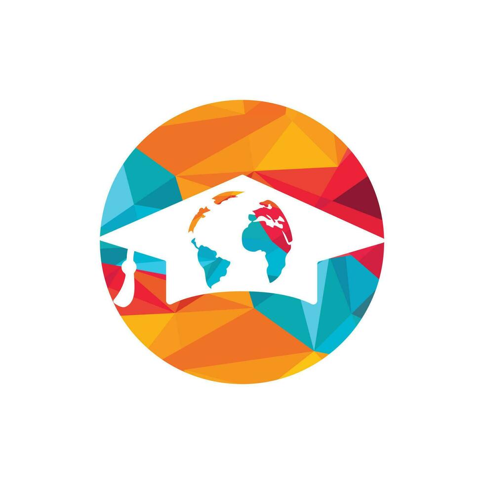 World education vector logo design. Globe with gradation cap and icon design.