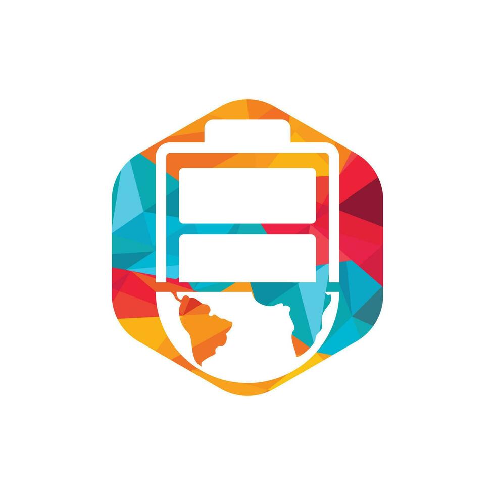 Global energy vector logo design template. Globe and battery icon design.