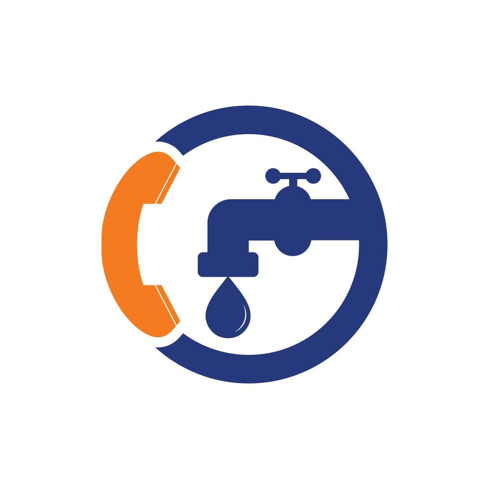 diseño de logotipo de vector de llamada de servicio de plomero. concepto de logotipo de servicio de agua.