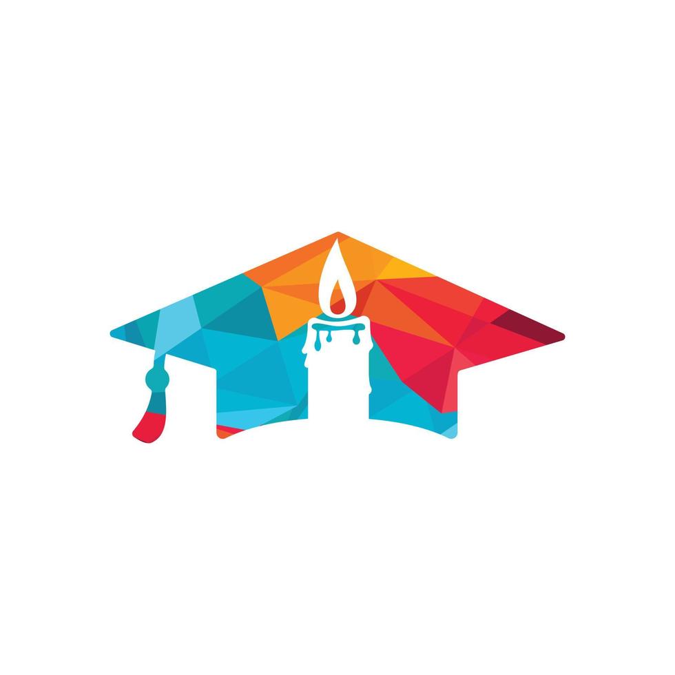 Educational and institutional logo design concept. Graduation cap with candle icon design. vector