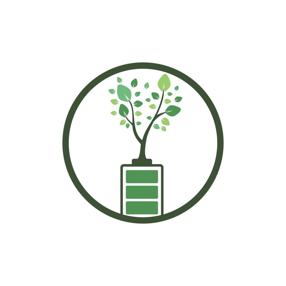 diseño de ilustración de diseño de plantilla de logotipo de naturaleza ecológica y batería. plantilla de logotipo de energía verde. vector