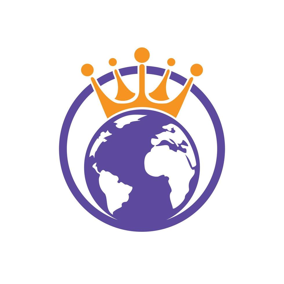 King Planet Vector Logo Design. Globe King Logo Icon Design.