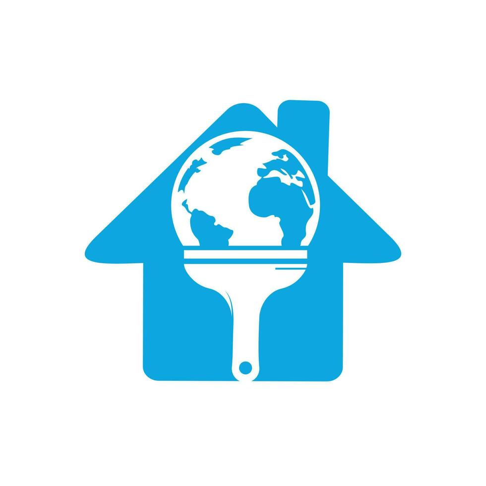pincel de pintura y diseño de logotipo de vector de globo. concepto de logotipo de icono de pintura global.