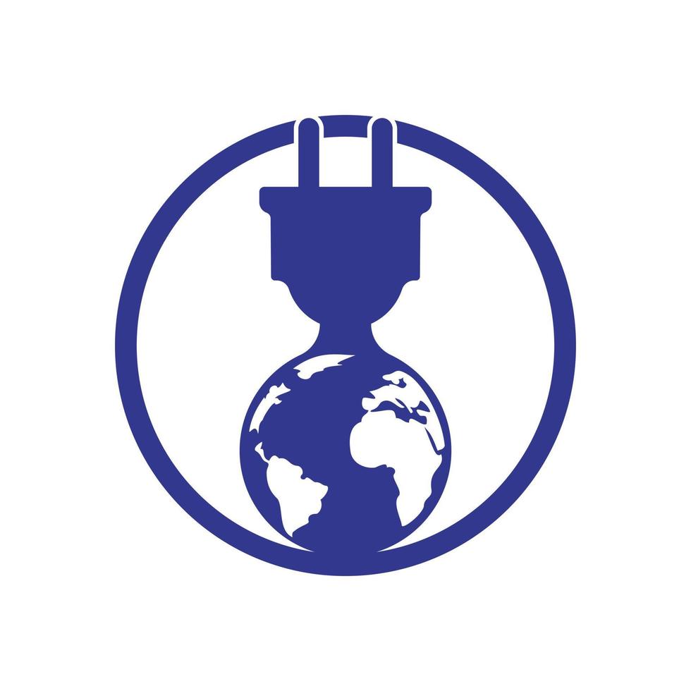 plantilla de diseño de logotipo de vector de cable eléctrico global. concepto de logotipo de potencia global.