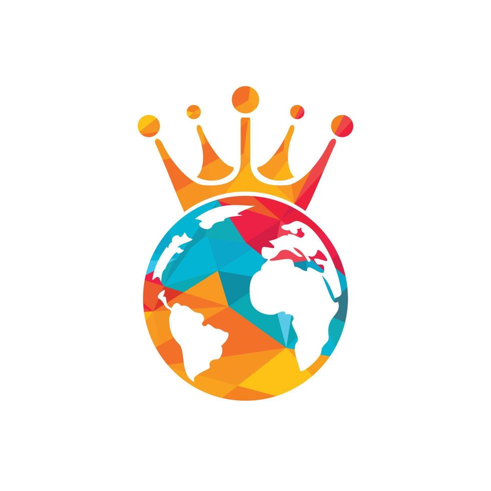 King Planet Vector Logo Design. Globe King Logo Icon Design.