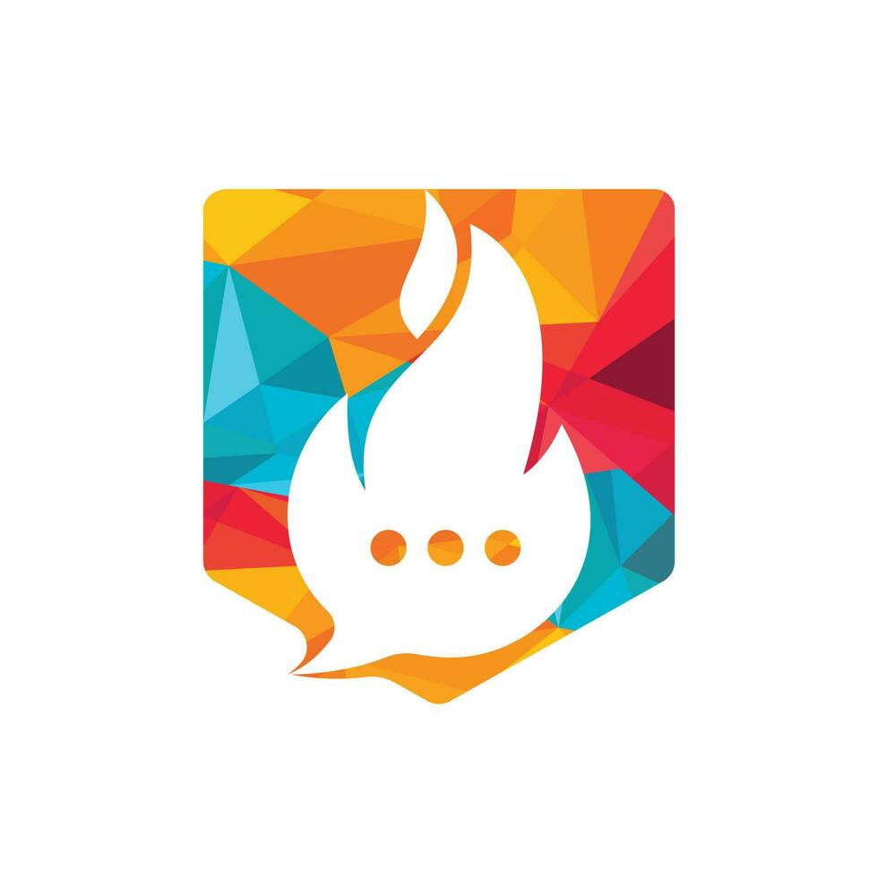 diseño de logotipo vectorial de conversación en caliente. concepto de diseño de logotipo de icono de chat de fuego. vector