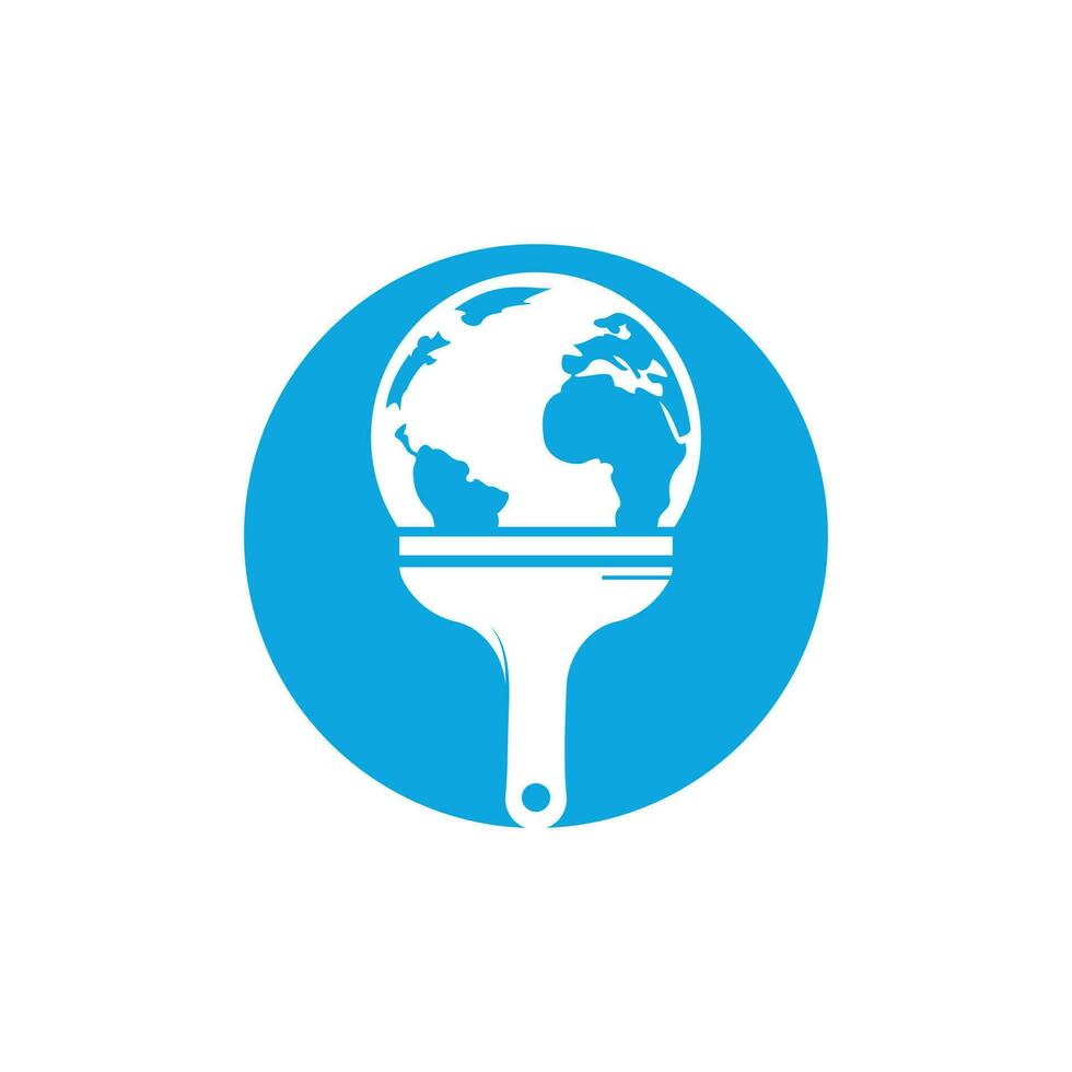 Paint brush and globe vector logo design. Global paint icon logo concept.