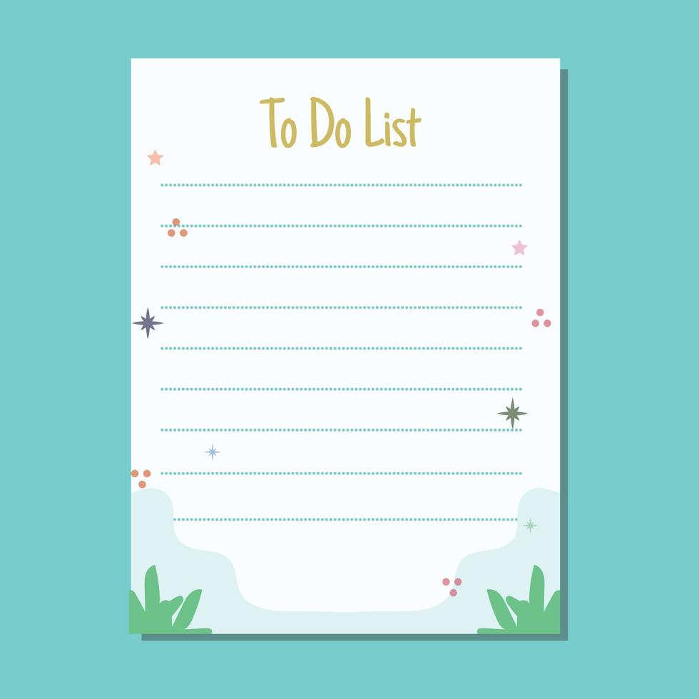 Cute Colorful to-do list planner template vector