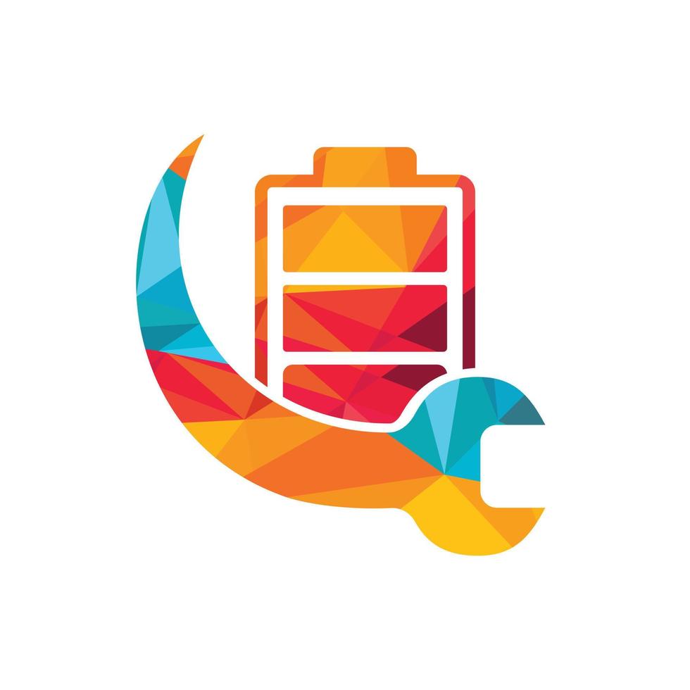 Battery service vector logo design template. Battery and wrench icon design..