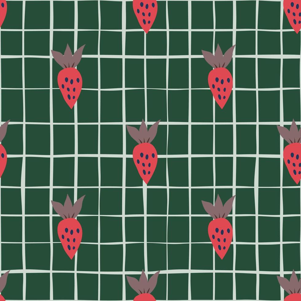 Simple strawberry seamless pattern. Hand drawn strawberries wallpaper. Fruits backdrop. vector