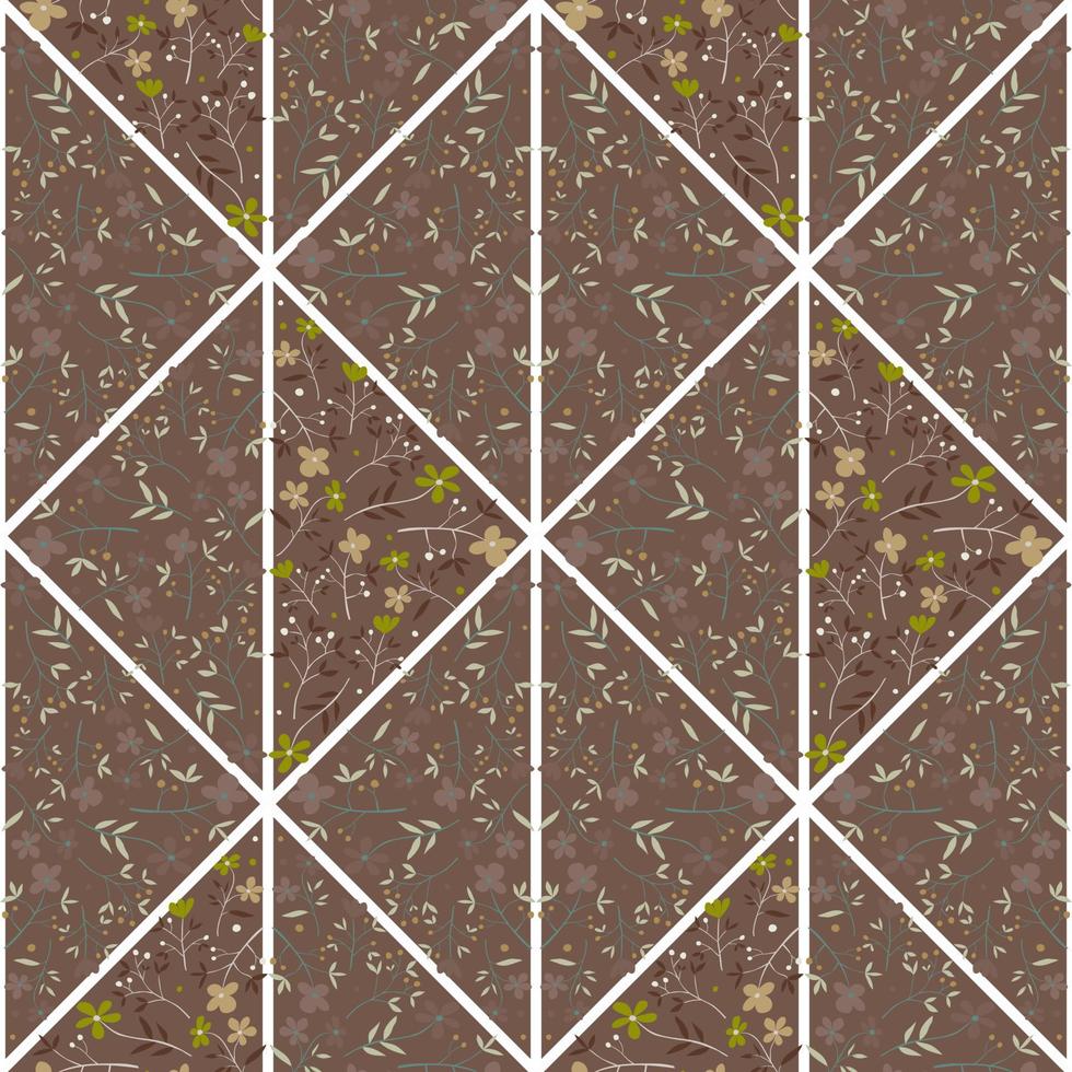 Abstract flower mosaic seamless pattern. Vintage floral ornament. vector