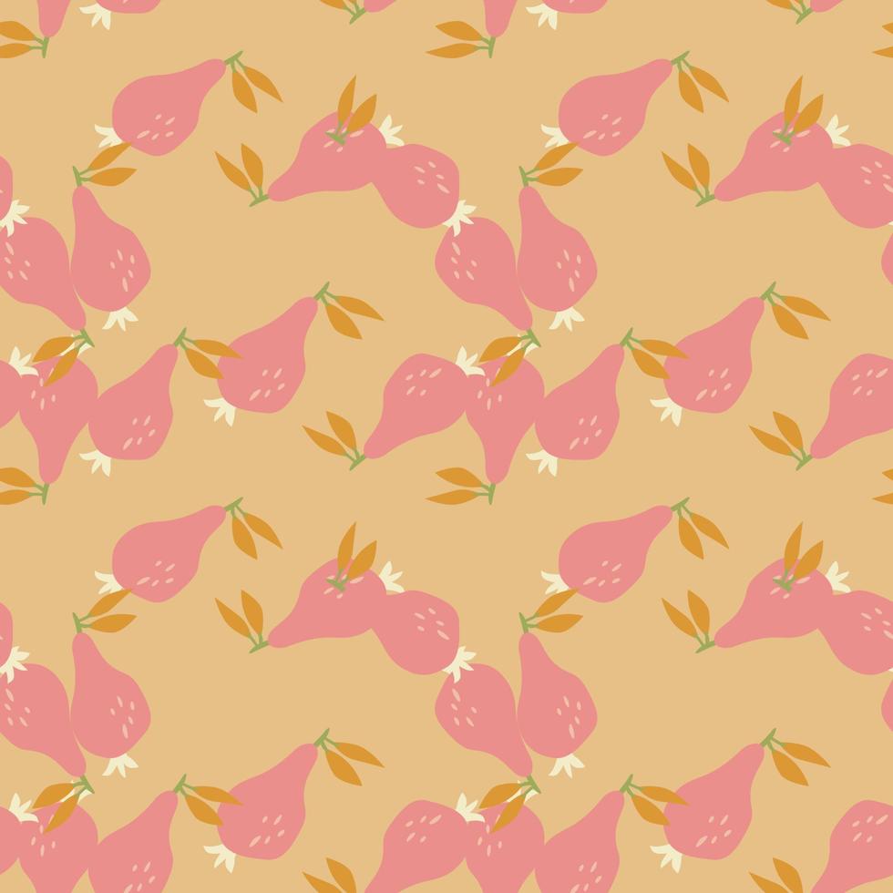 Hand drawn pears seamless pattern. Fruits botanical backdrop. vector