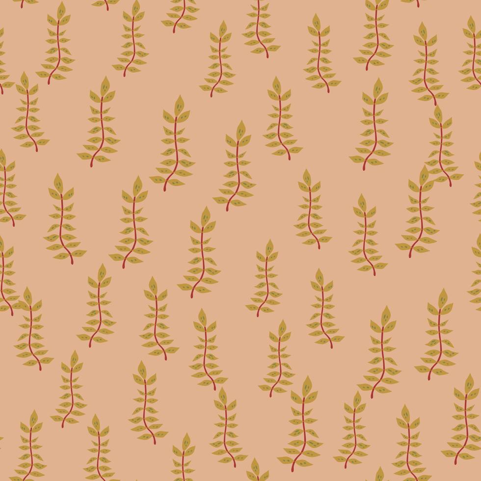 Hand drawn branches with leaves seamless pattern. Simple organic background. vector