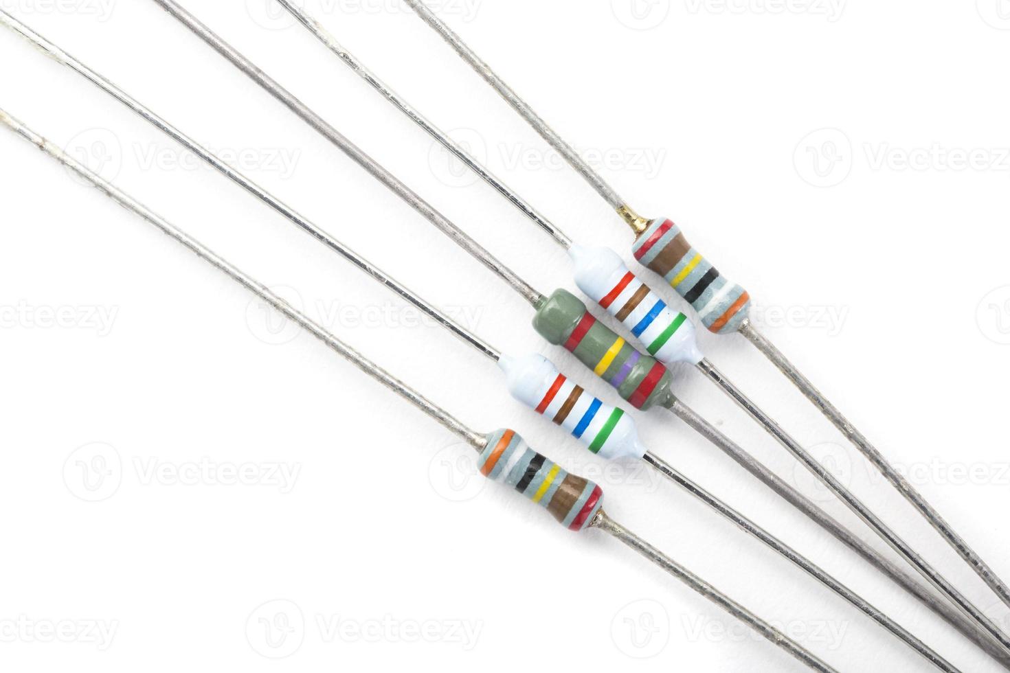 5 Resistors on white background photo