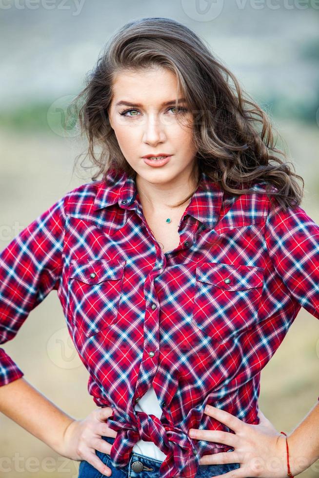 Hipster woman relaxing in nature. photo